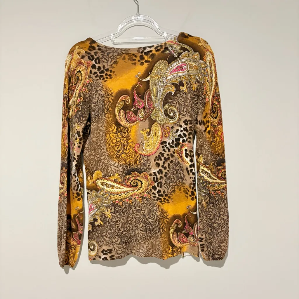 Cyrus mixed print animal print tie sweater brown Tan - Image 2