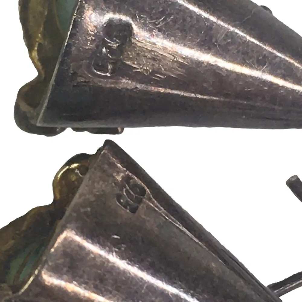 Vintage Moonstone In Sterling Silver 925 Blue Hue Artist Handmade Earrings - Image 3