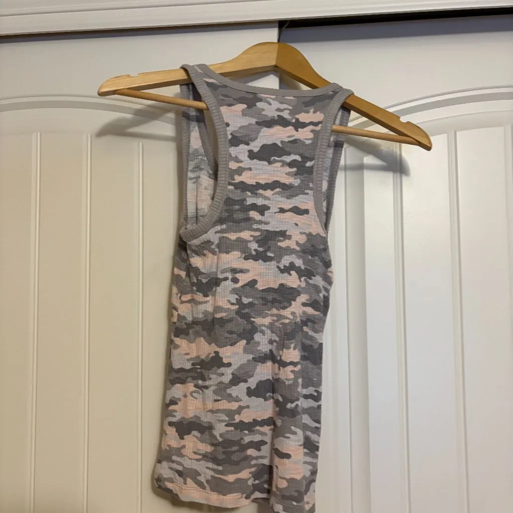 Jenni Intimates Camo Print Tank Top XS Xtra Small Racerback Ribbed Rayon Blend - Image 3