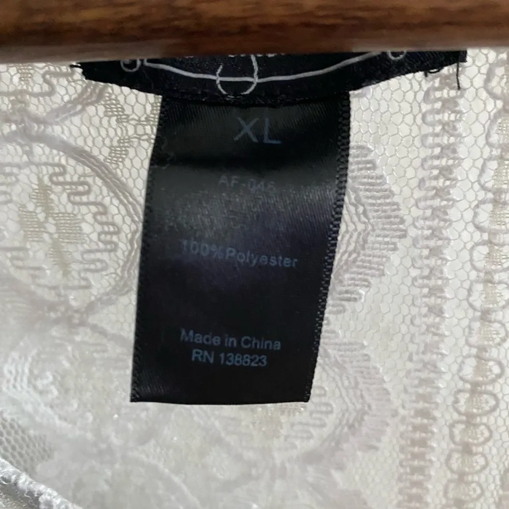 Shyanne  Lace Sheer Paisley Peasant Bohemian Smock Style Tunic Blouse XL - Image 7