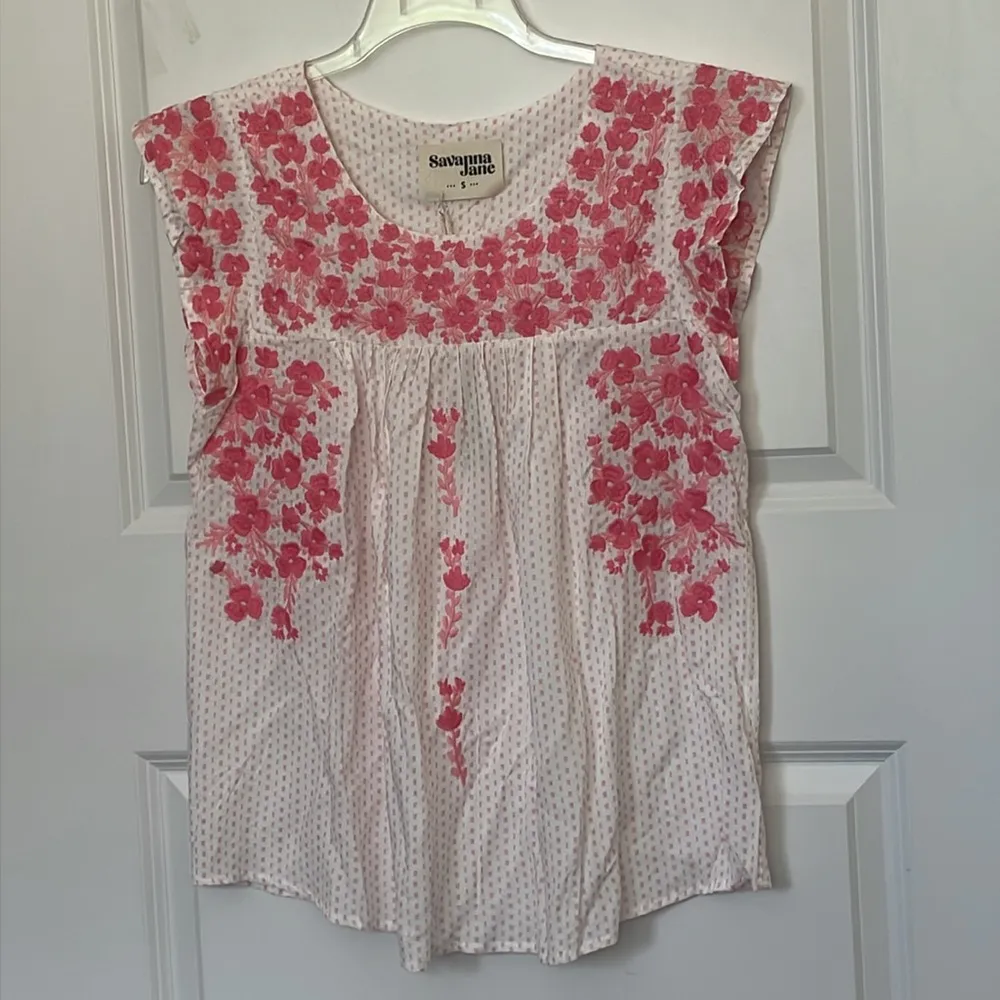 Savanna Jane Floral Embroidered Top Small NEW! Pink - Image 4