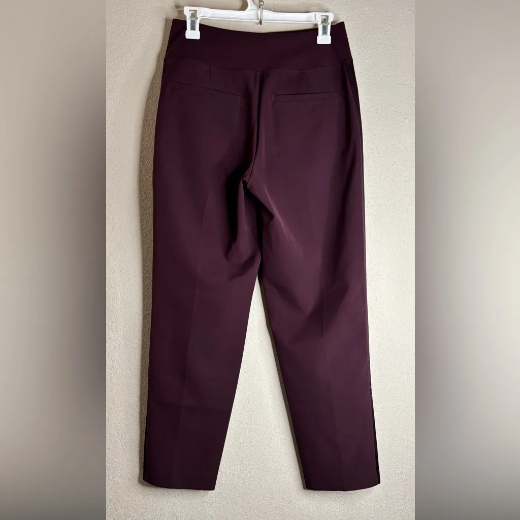 Athleta Endless Satin Side Stripe Pants Stretch Spiced Cabernet size 4 - Image 2