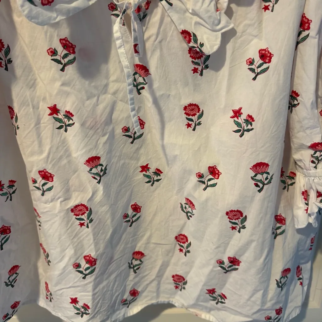 Pink City Prints Scarlet Ditsy Joy Pyjama White and Pink Organic Cotton Top | S - Image 6