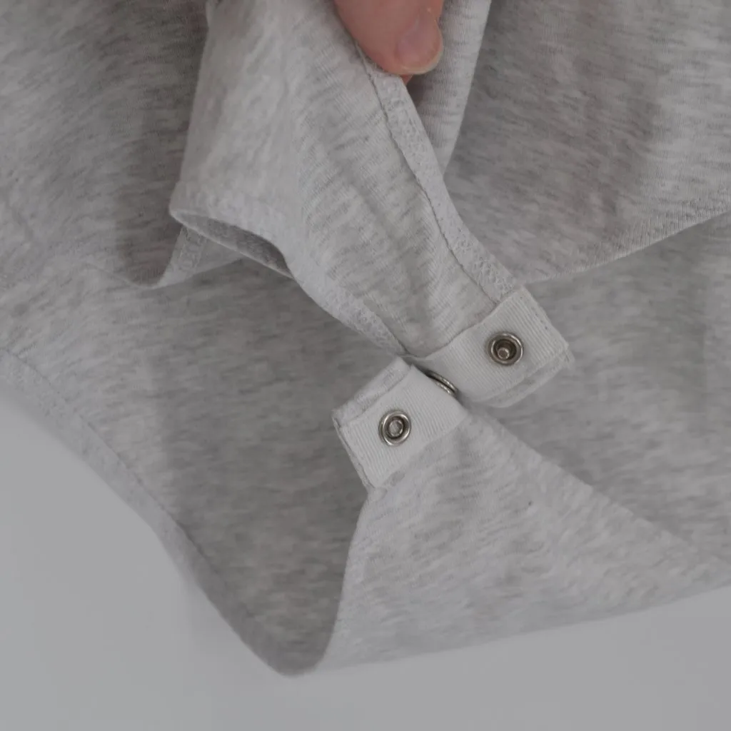 NEW ZARA Long Sleeve Bodysuit Heather Grey Women L Cotton Jersey Snap Fitted Top - Image 3