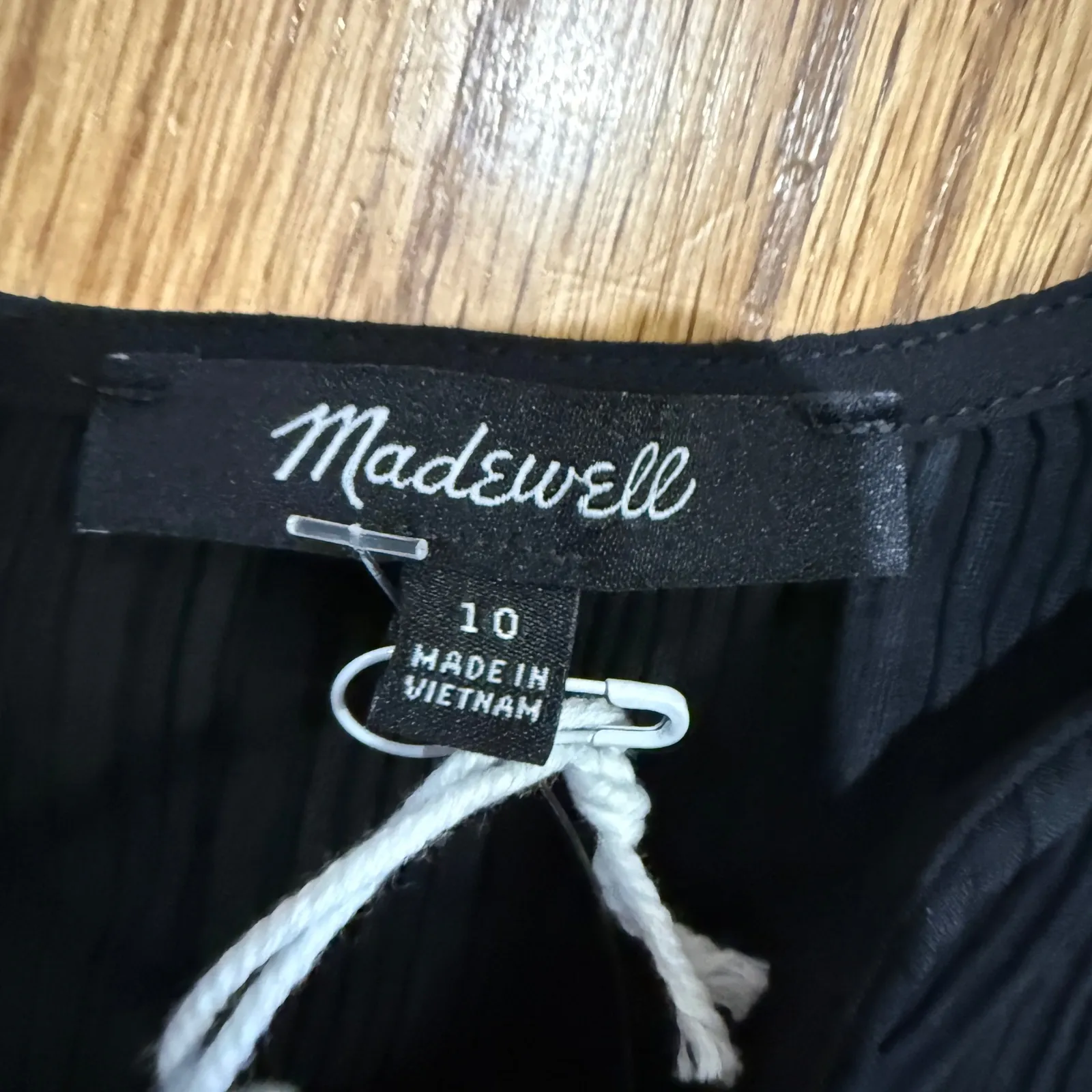 Madewell Black Pleated Cap Sleeve Sheath Dress NM519 Size 10 - Image 2