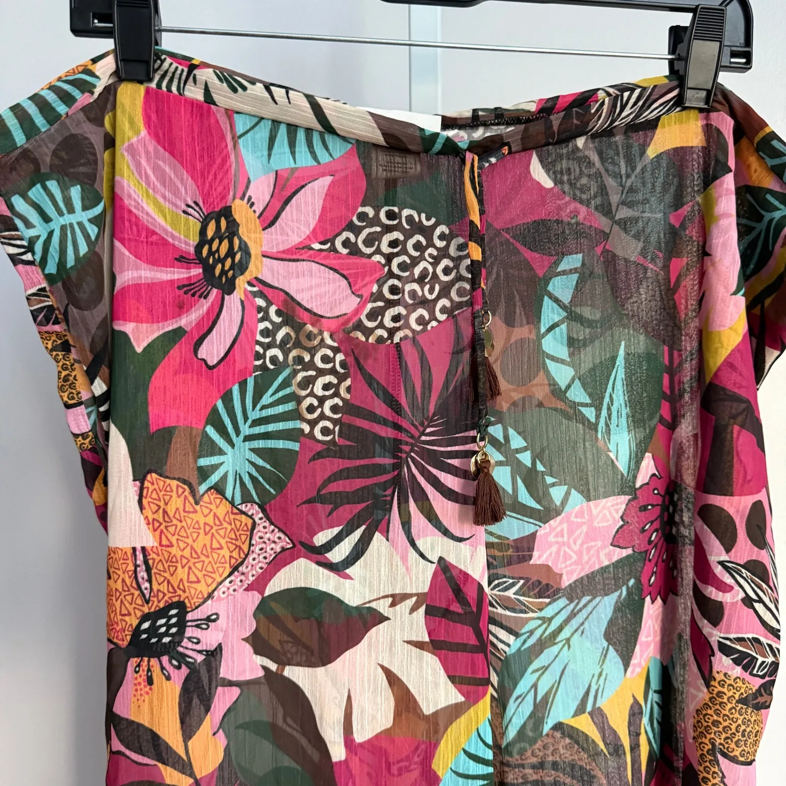 Bleu Rod Beattie Floral drawstring tropical floral sheer wide pants Size S - Image 3