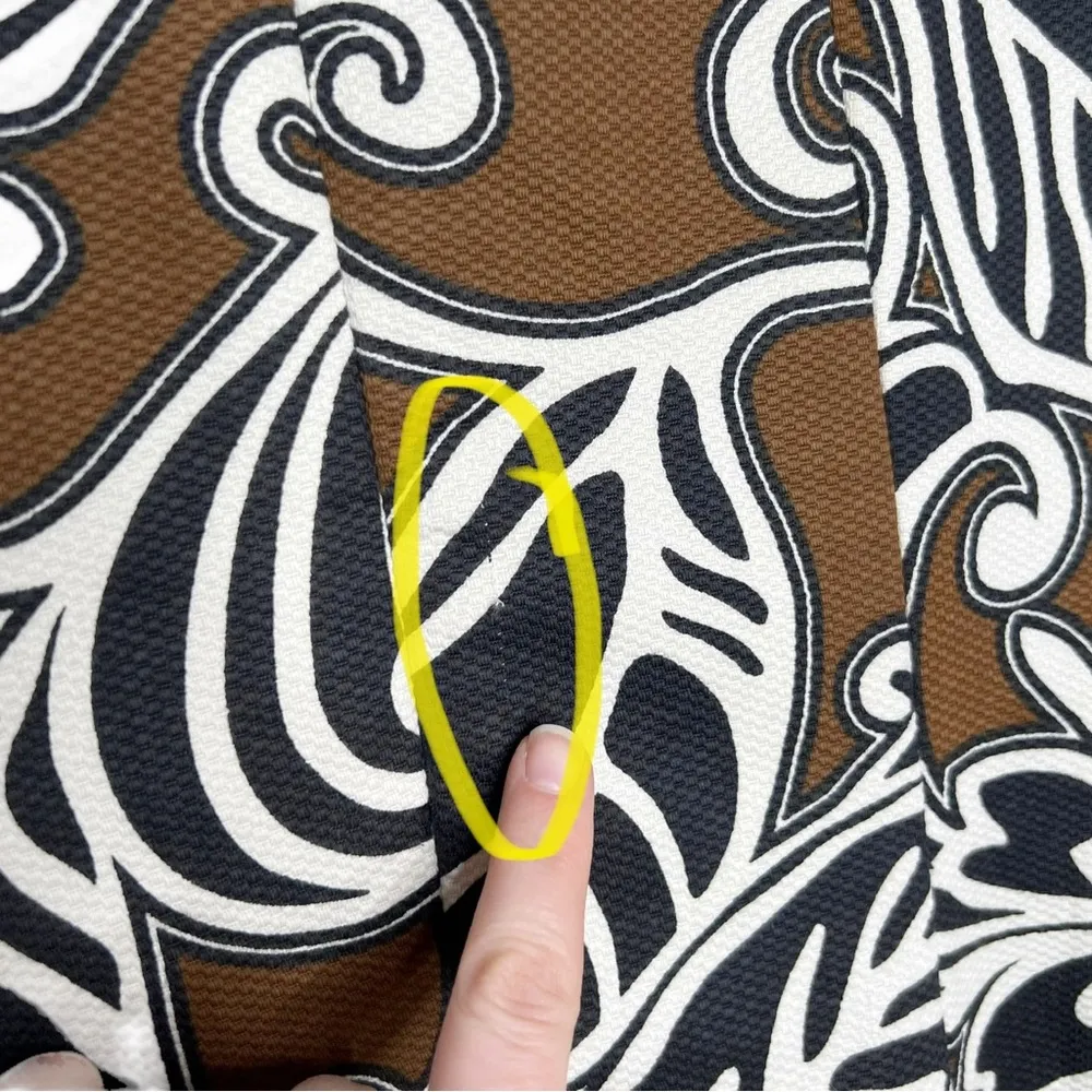 NWT WD.NY Brown Black Leaf Scroll Print Embellished Neckline Sheath Dress - Image 12