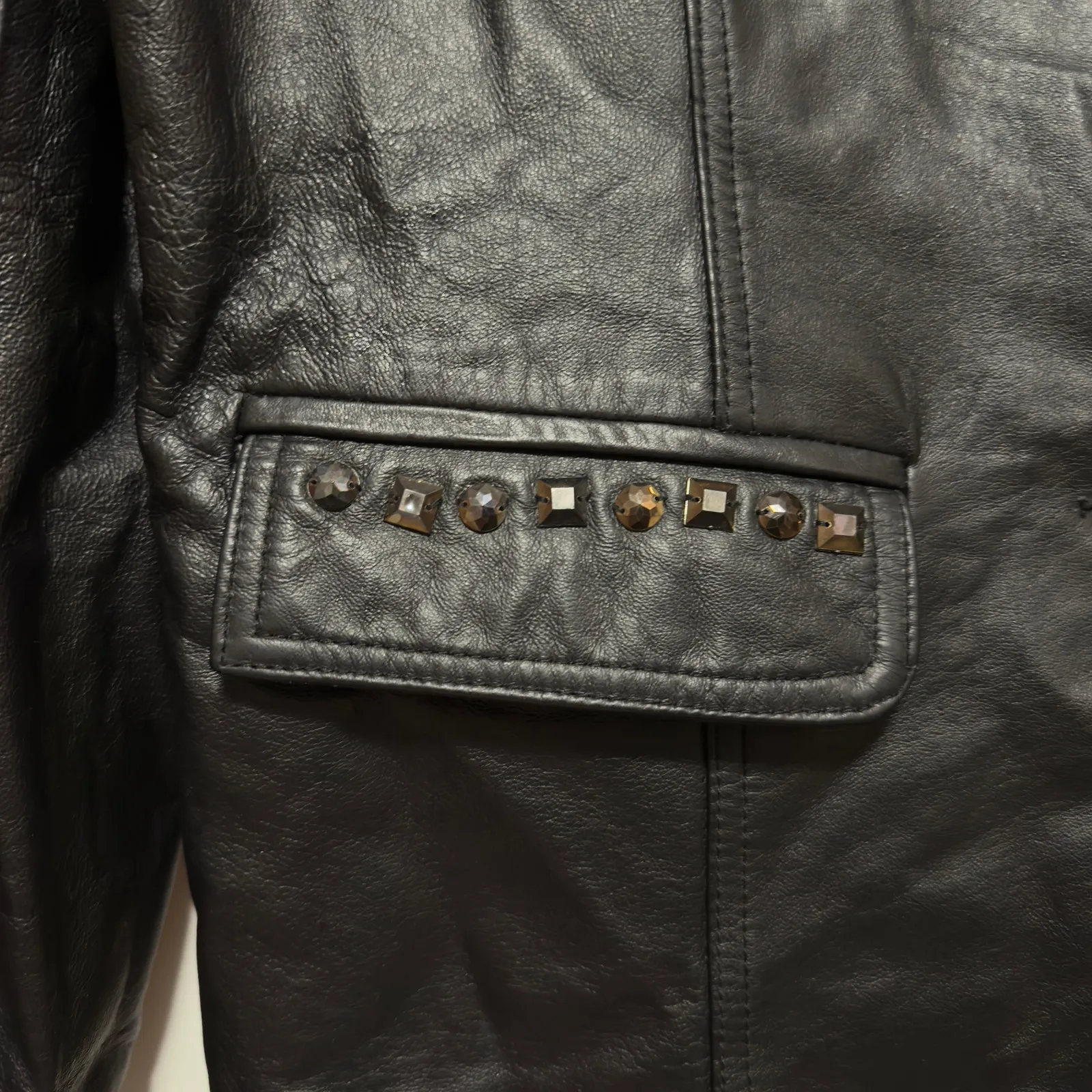 Sarah Kern Black Leather Blazer Studded Dark Academia Grunge Punk Edgy L/XL - Image 4