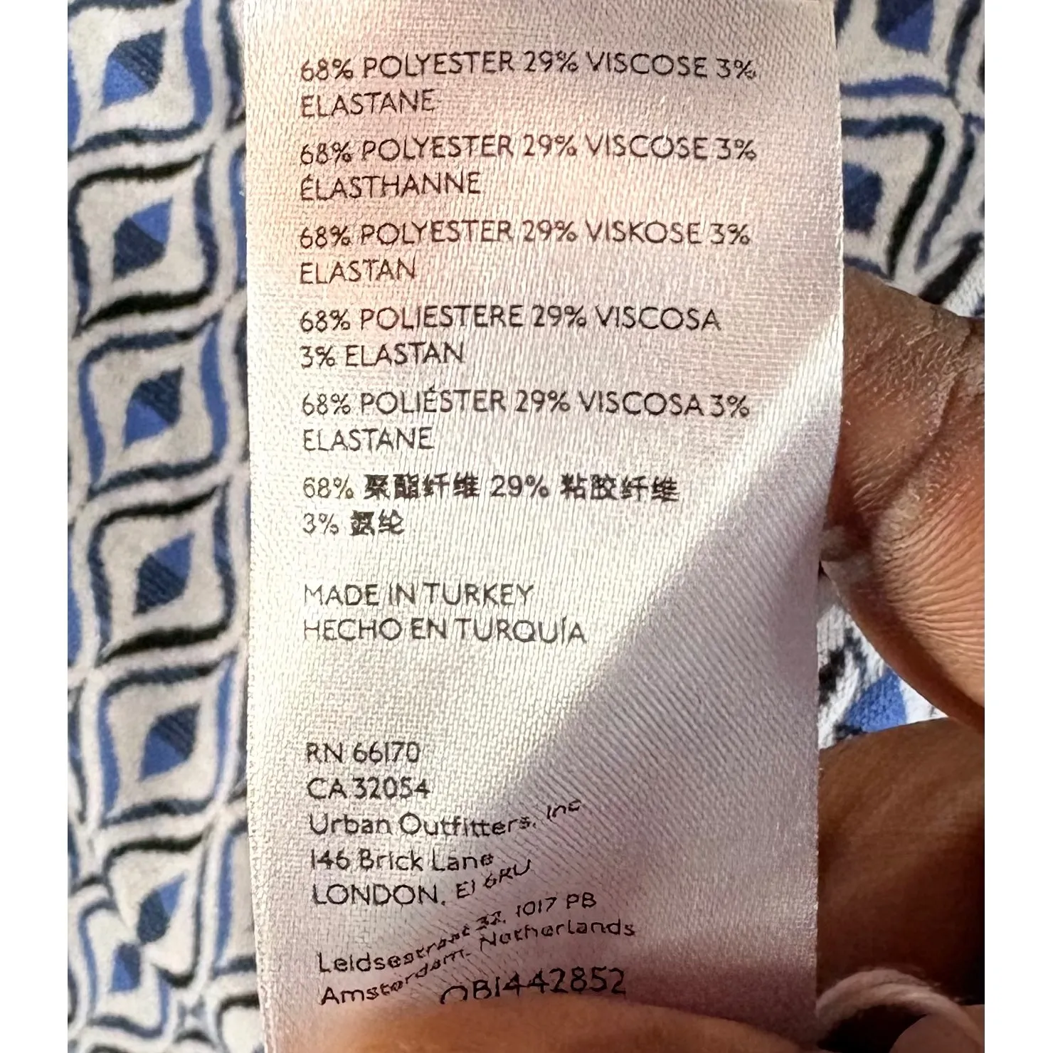 UO Urban Outfitters Blue Retro Arlo Geometric Print Collared Zip Up Mini Dress L - Image 9