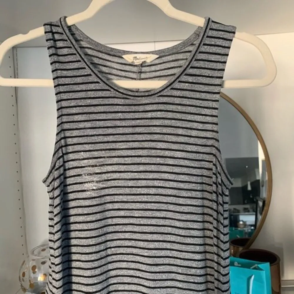 Highpoint Soft Minimalist Lagenlook Tank Dress Grey and Black Stripe XS - Image 9