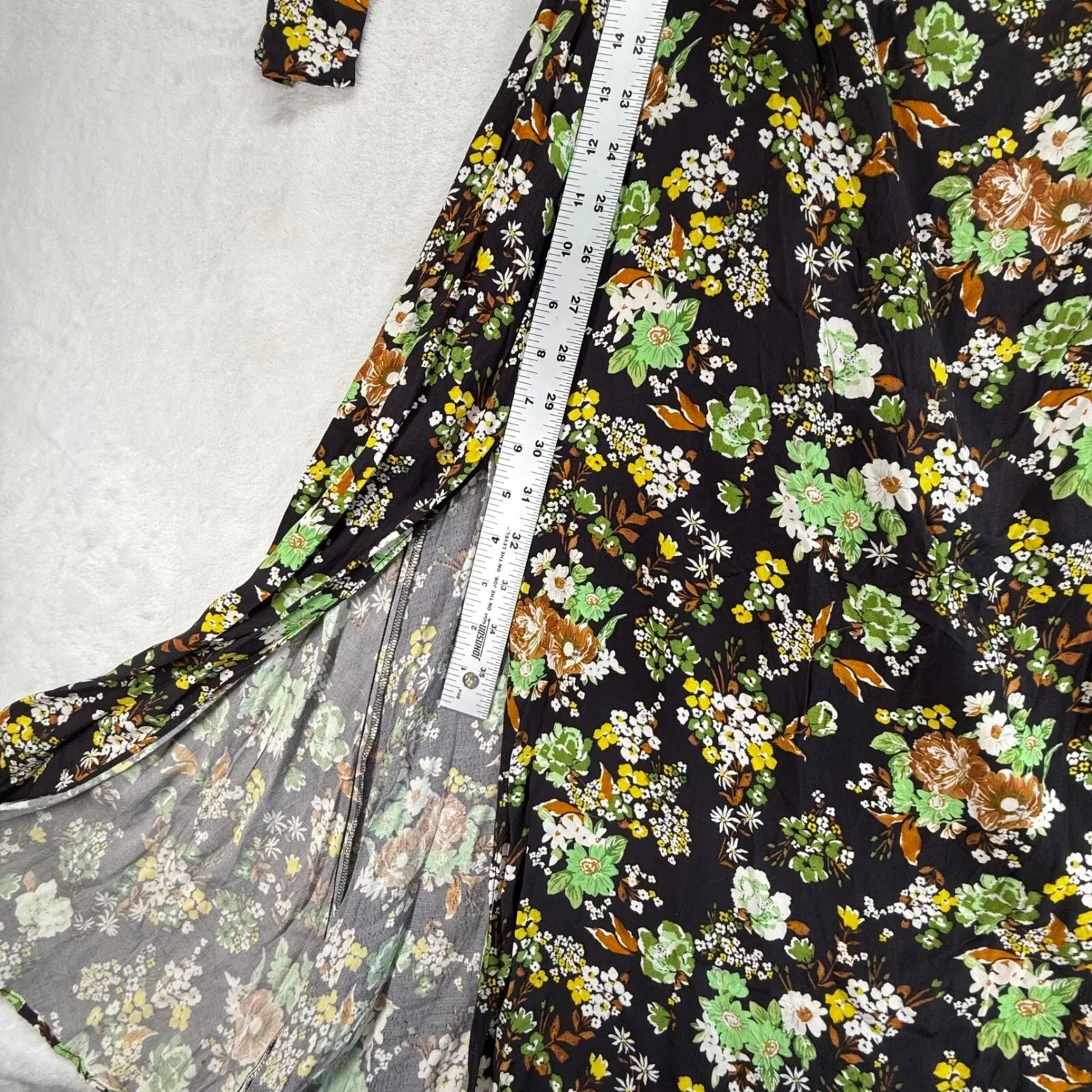 MNG Floral Midi Dress Long Sleeve Slit Sustainable‎ Viscose XXS side cutout - Image 6