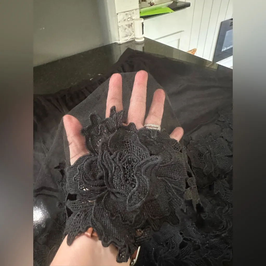 Forever21+ Black Sheer Overlay Skirt 2x embroidered lace whimsygoth witchy plus - Image 8