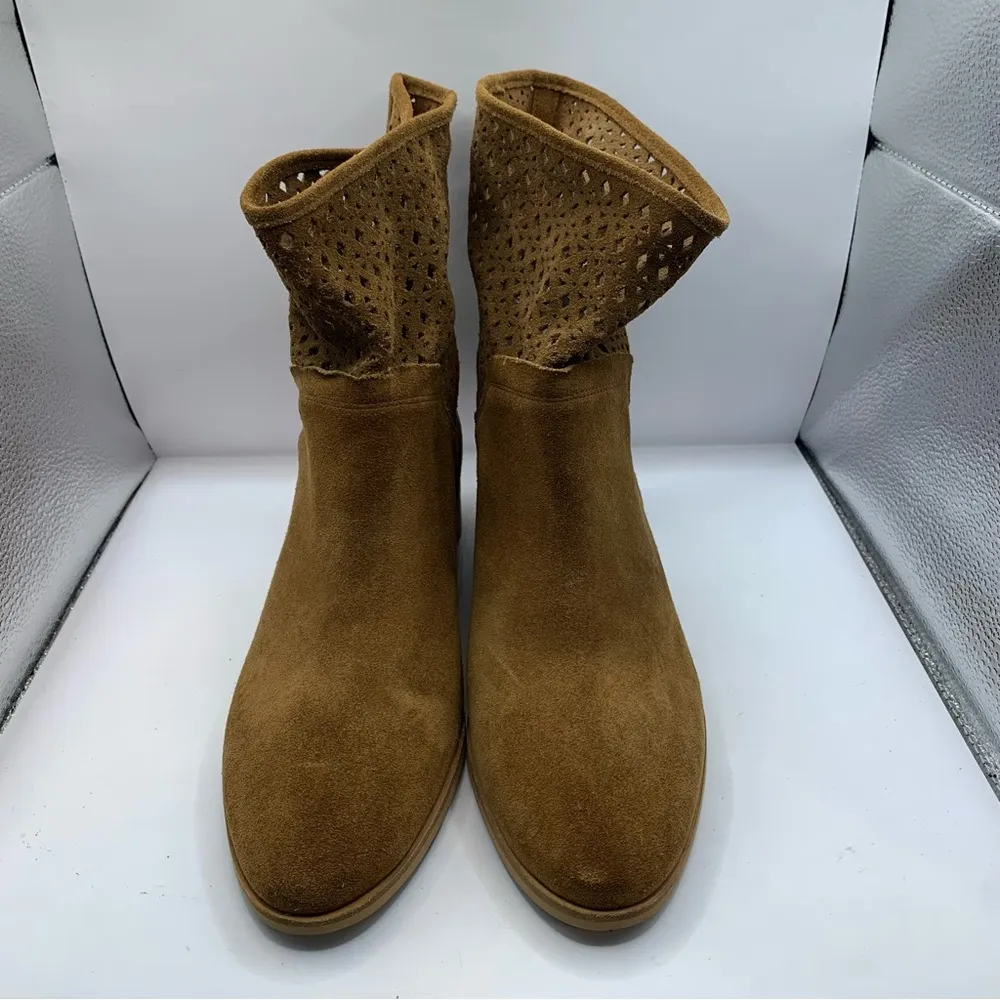 Michael Kors Brown Suede leather Perforated mid Ankle Boots 11M - Image 3