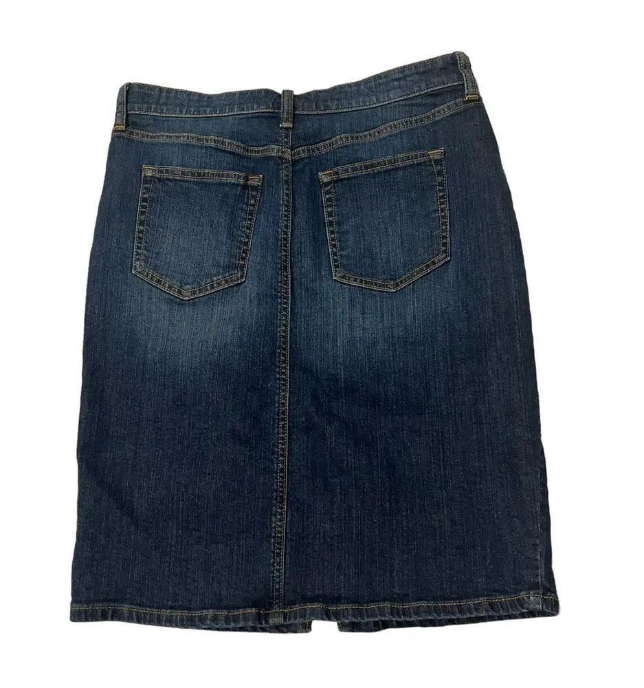 Banana Republic Dark Wash Denim Pencil Skirt Front Seam Vent, Sz 30/10 - Image 3