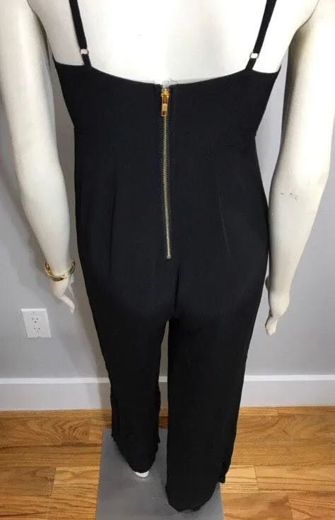 Little Black Strappy Plunging Neck Jumpsuit Sz Small - Image 4