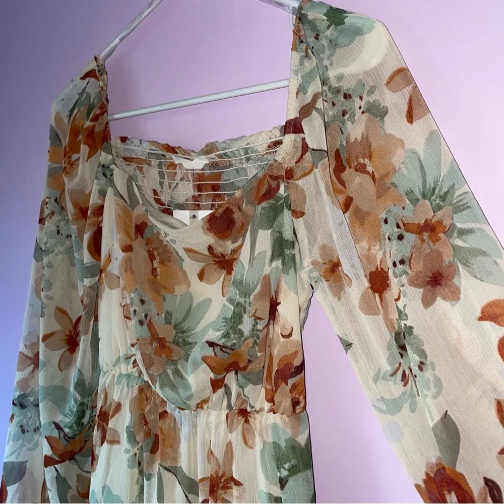 Lush Size Small Layla Mini Dress Babydoll Boho Floral Tiered Skirt Cottage - Image 3