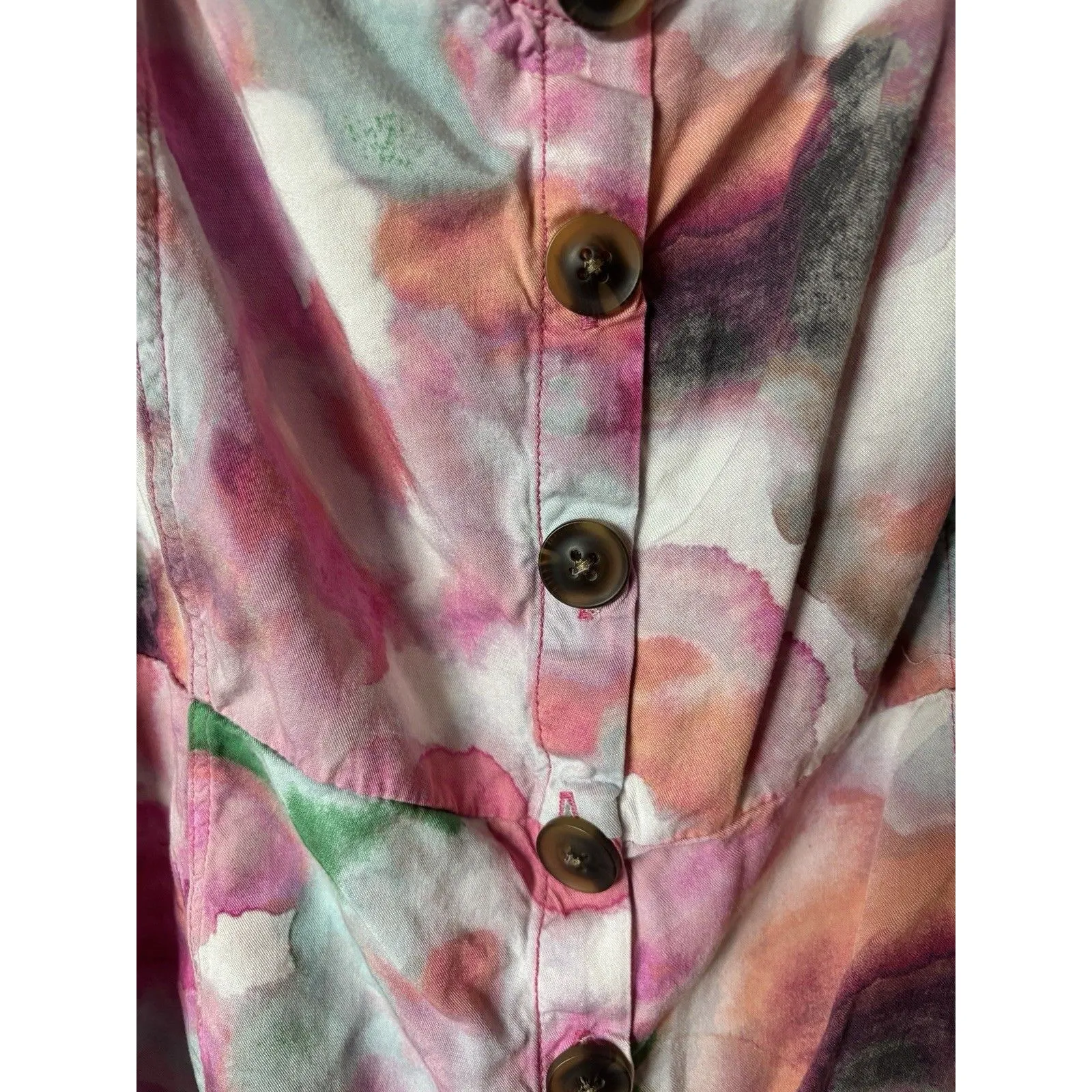 Torrid Plus Size 2 Watercolor Twill Fit & Flare Tank Top Sweetheart Neck Button - Image 4