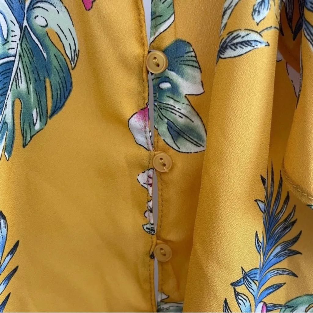 Lush Yellow Floral Print Tank Top Large - Image 4