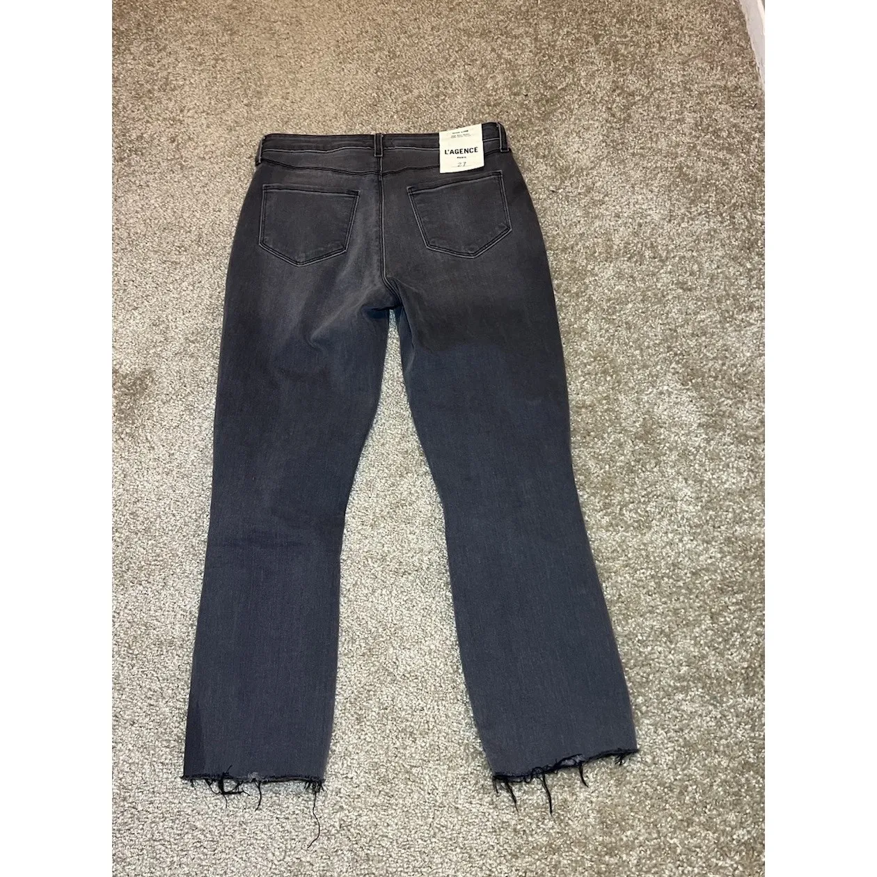 L'Agence High Line Skinny Jeans Size 27 Destruct Vintage Black Straight Leg Crop - Image 9