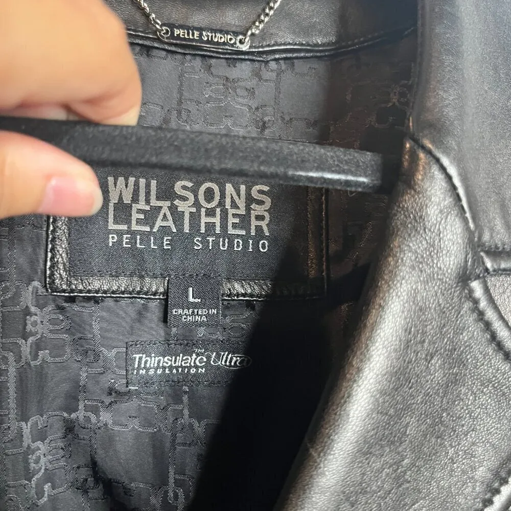 Vintage Wilson's Leather black long lined leather jacket - Image 3