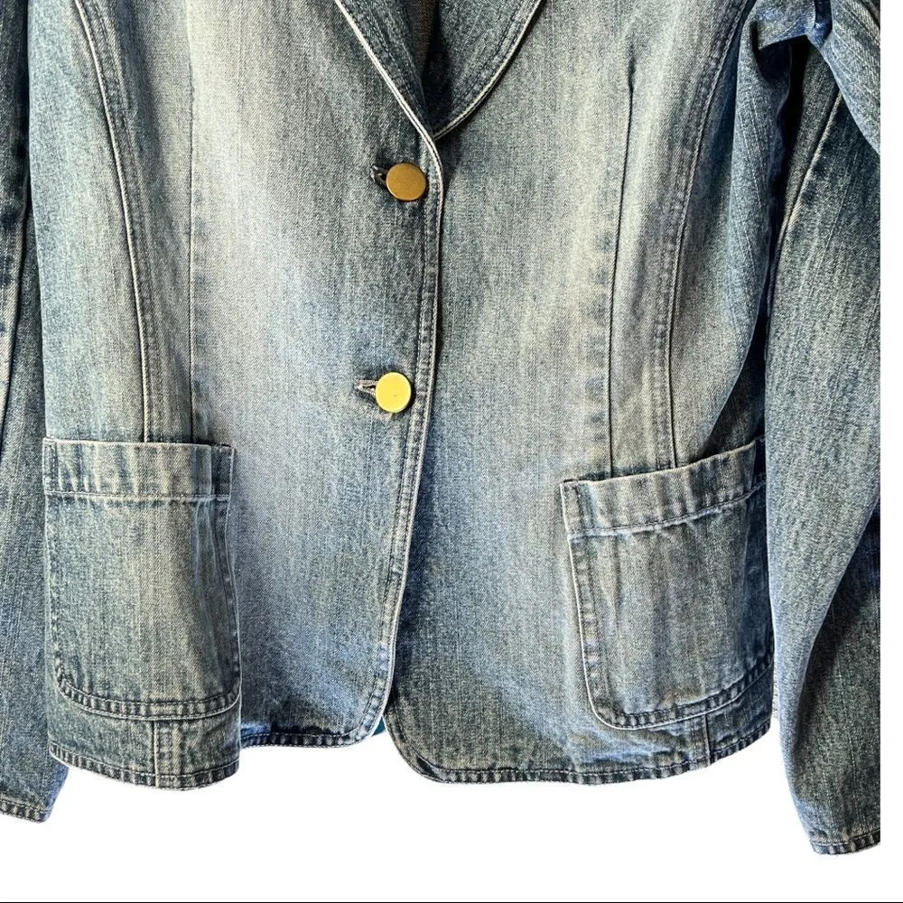 Vintage NY Jeans Denim Blazer‎ Blue Size M - Image 3