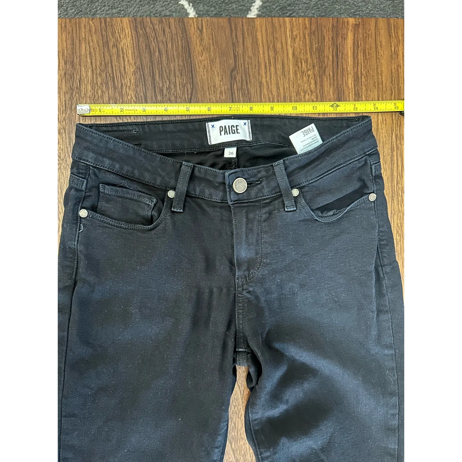 PAIGE Verdugo Ankle Skinny Jean In Black Shadow Size 26. - Image 8