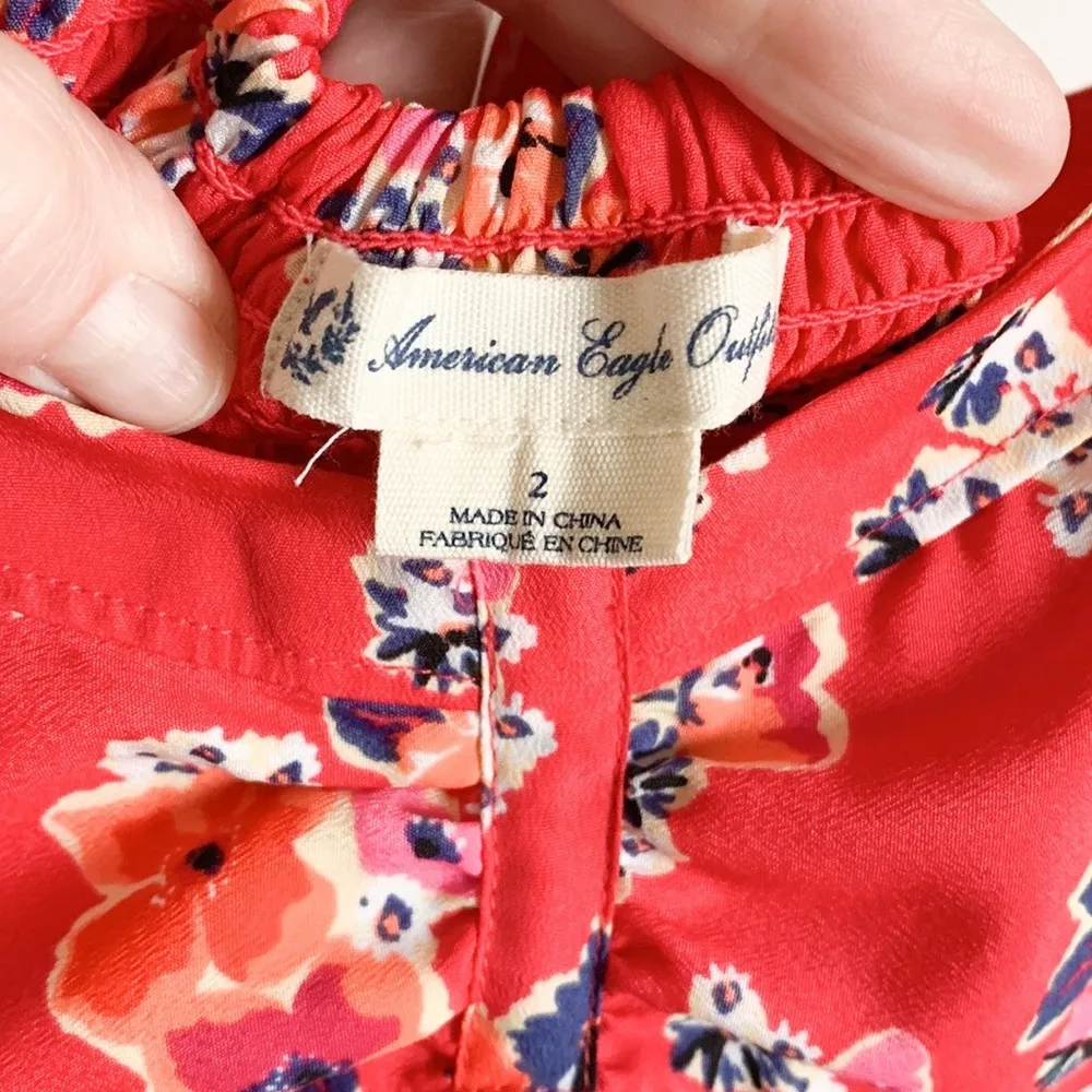 American Eagle Red Floral Mini Dress Y2K - Image 8