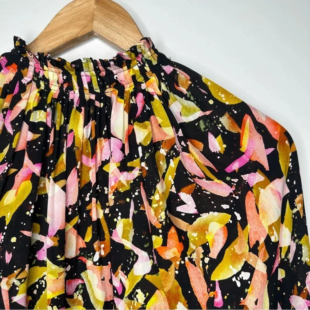 Marie Oliver Arden 100% Silk Ruffle Neck Long Sleeve Blouse Size XS - Image 9