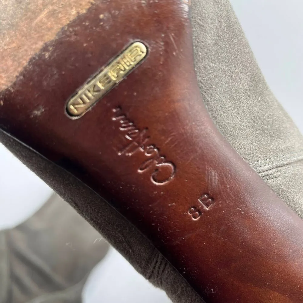 Cole Haan Women's Nike Air Gray Suede Stacked Heel Tall Boots Size 8B - Image 7