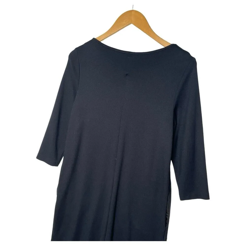 J Jill Dress Womens S Ponte Knit Round Neck Pockets Shift 3/4 Sleeves Black - Image 10