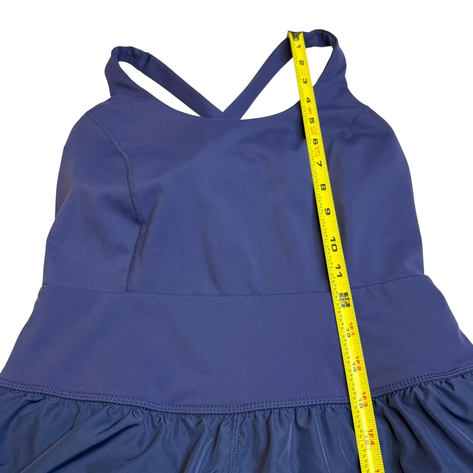 Shein Womens Athleisure Romper Skort Blue Criss Cross Back Athletic Zip Size M - Image 9