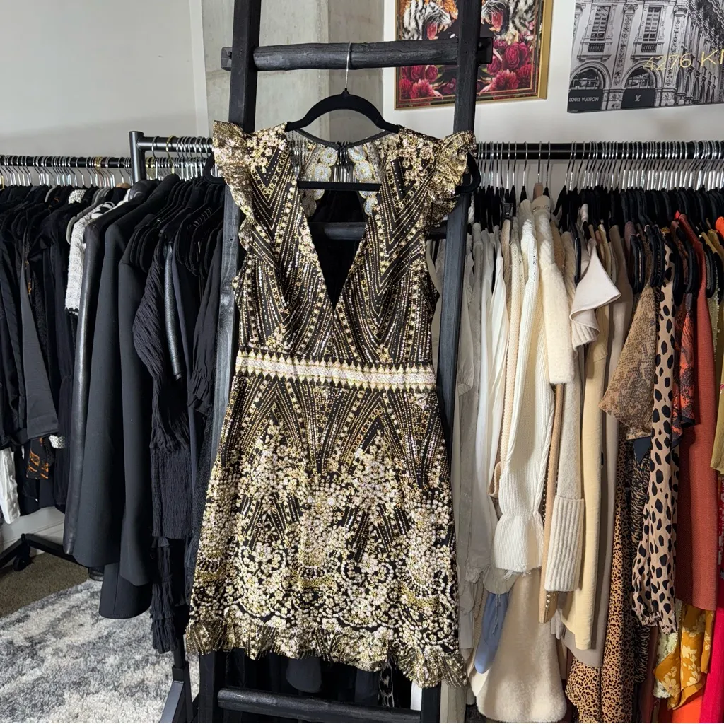 Hello Molly Match Me Black Sequin Embellished Cutout Mini Dress - Image 5