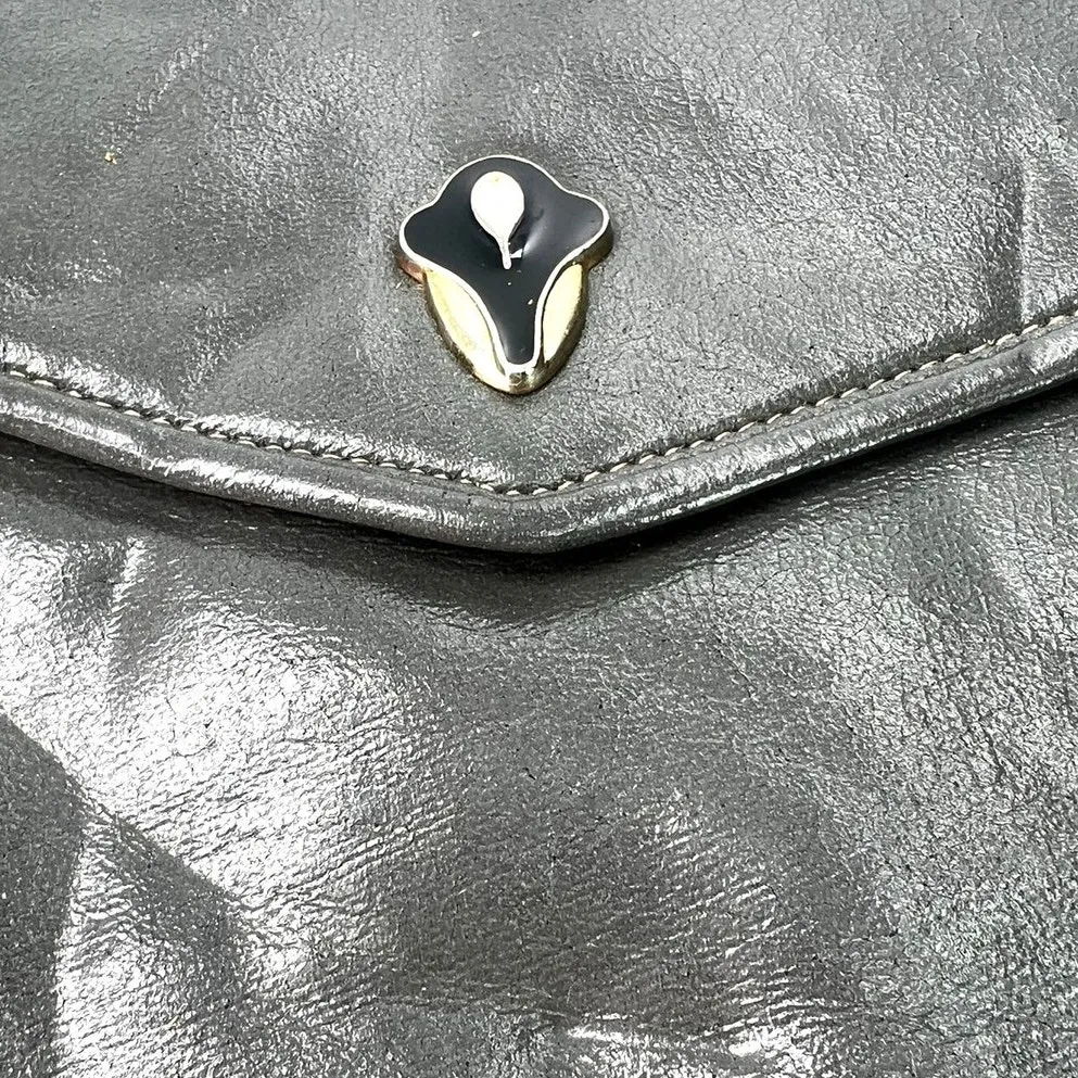 Shirl Miller Vintage Envelope Clutch Purse Bag Grey Sleek Minimalist BarbieCore Gray - Image 2