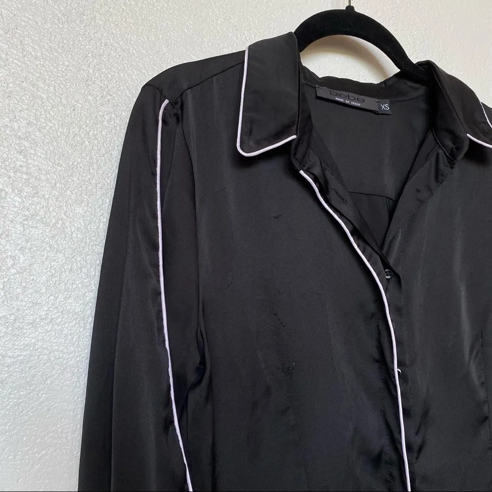 bebe Contrast Trim Loungewear Shirt Dress Size XS - Image 3