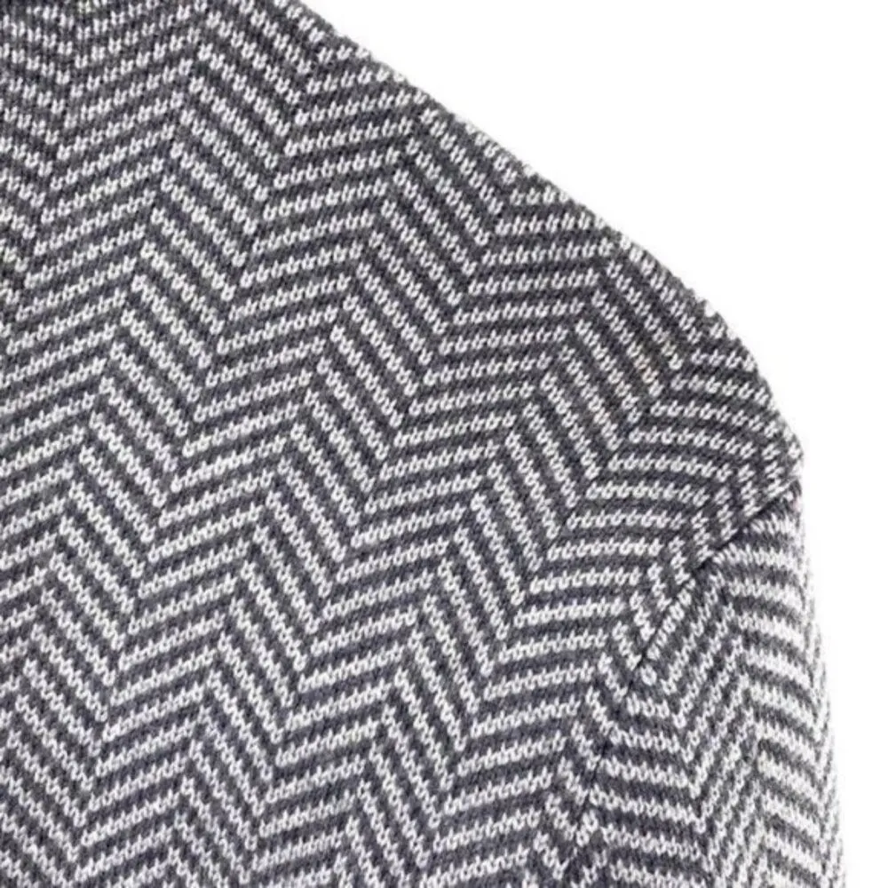 Merino Wool Herringbone Sweater Jacket - Image 13
