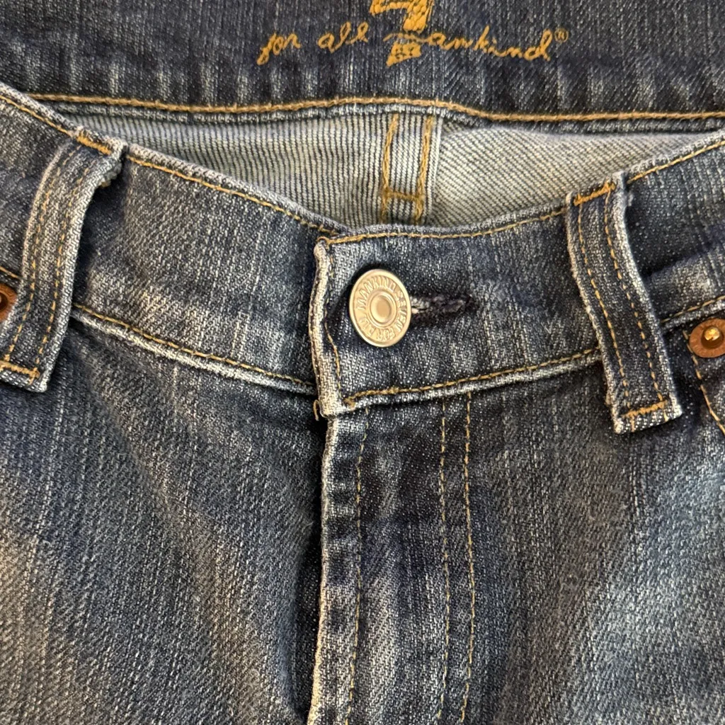 7 For All Mankind Dark Blue Boot Cut Jeans - Image 4