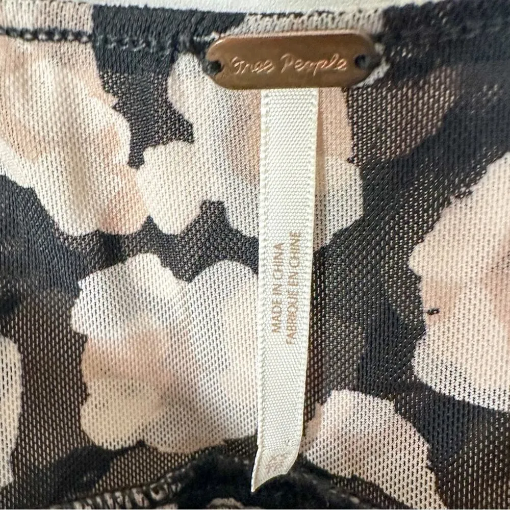 Free People Meg’s Blouse Mesh Animal Print Crop Top, EUC, Size XS, MSRP $78 - Image 6