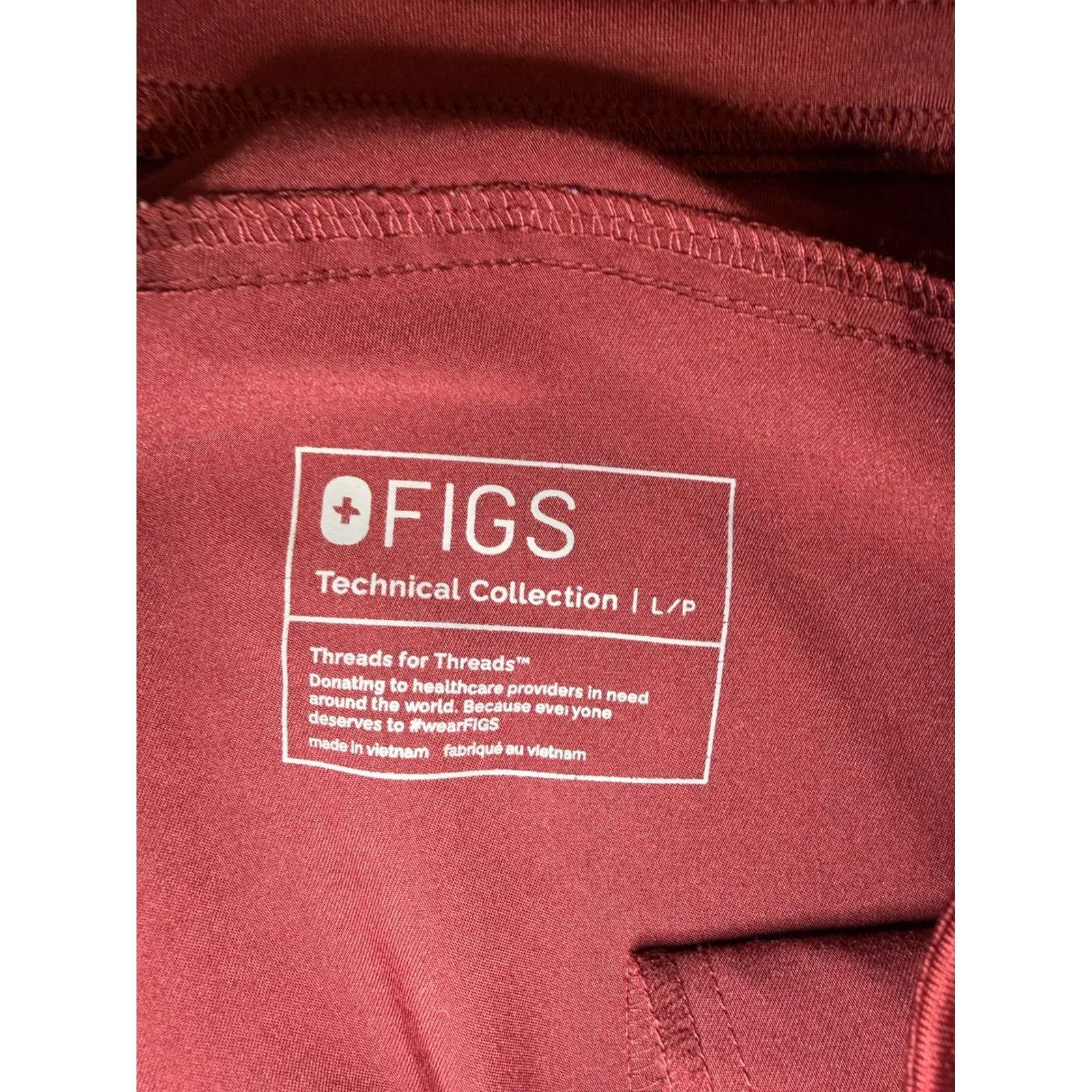 FIGS Technical Collection Burgundy Scrub Pants Style T21004P Size L P - Image 4