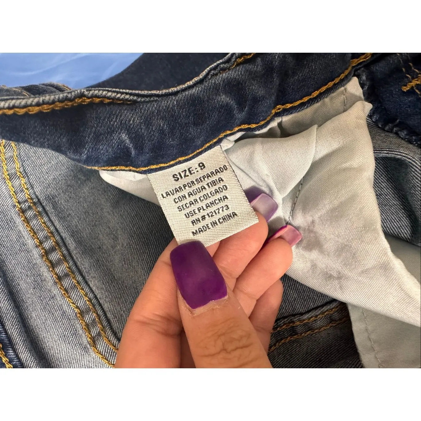 Flying Angel High Rise Distressed Skinny Jeans Dark Wash Button Fly – Size 9 Blue - Image 11