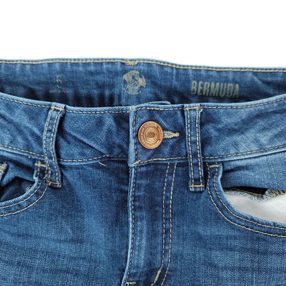 American Heritage Shorts Womens 5 Blue Mom Bermuda Shorts Jeans Denim Cuffed - Image 3