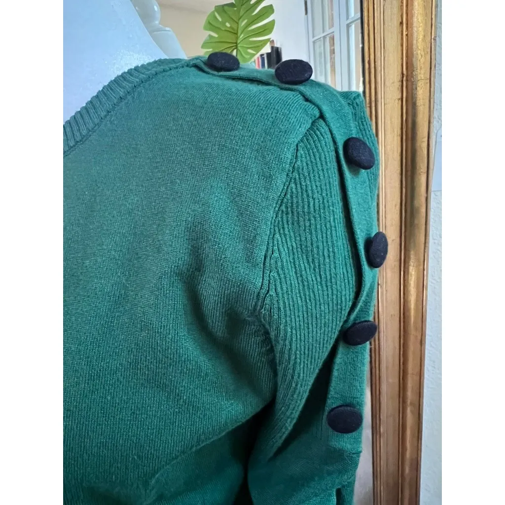 KARL LARGERFIELD Women's Green Button up Sweater Size Medium - Image 3