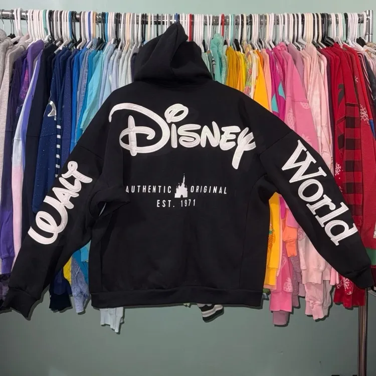Disney parks black & white unisex L WDW zip up hoodie NWOT - Image 2