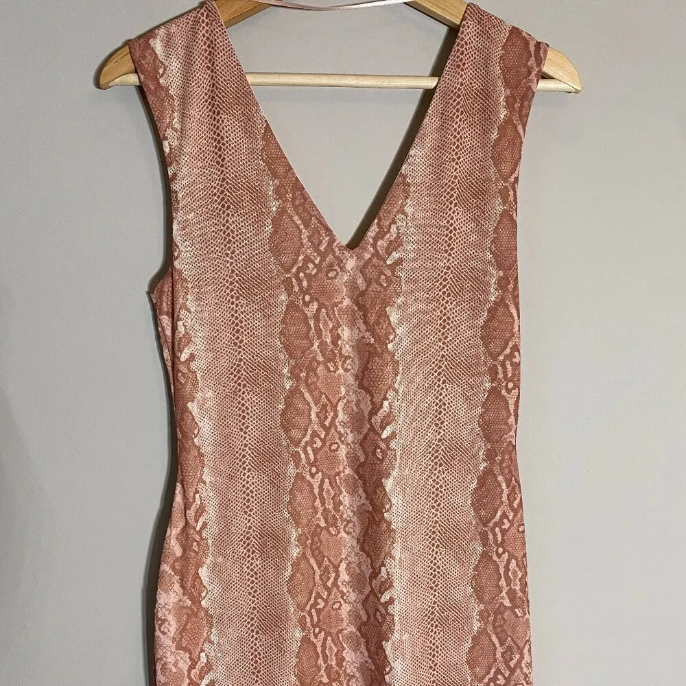 AFRM Womens Medium Ariana Sleeveless Dress Pink/Nude Snakeskin Mesh Bodycon Sexy Pink - Image 14