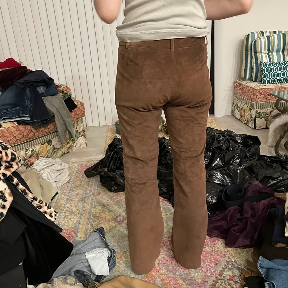 Washable suede pants in excellent cond custom made Brown Size 30 - Image 2