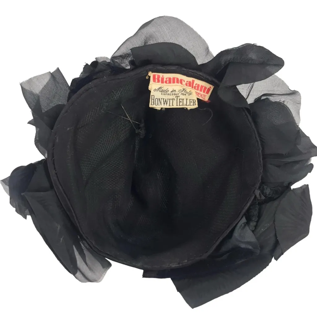 BIANCALANI FIRENZE MADE IN ITALY EXPRESSLY FOR BONWIT TELLER VINTAGE HAT BLACK - Image 2