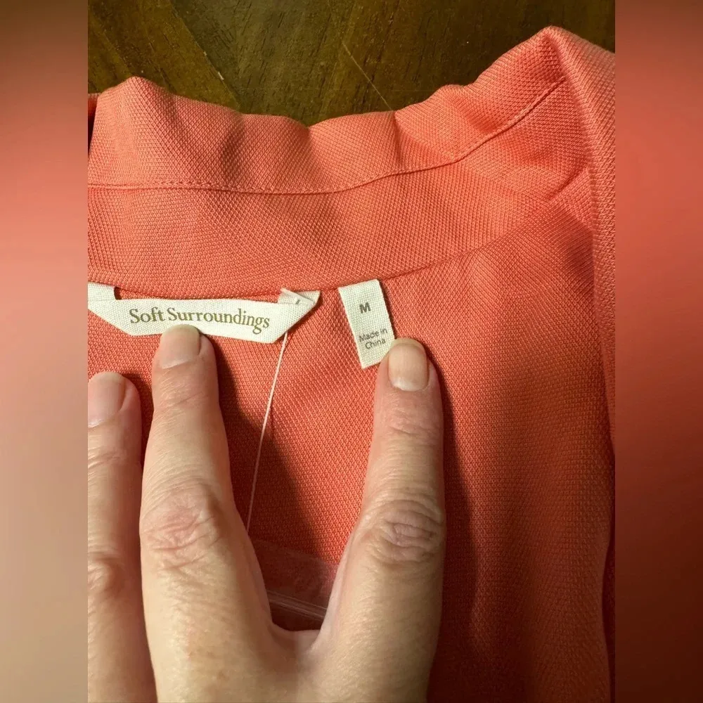 Soft Surroundings Coral Town & Country Trench Coat Lightweight Pleats Sz Med - Image 13