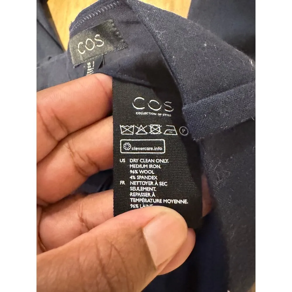 COS Navy Wool-Blend Cuffed Ankle Dress Pants Navy Blue Normcore Career Size 2 - Image 6