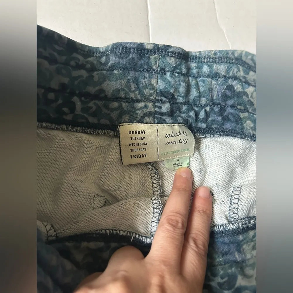 Anthropologie Women’s Saturday Sunday Camilla Joggers Animal Print Leopard Small Blue - Image 4