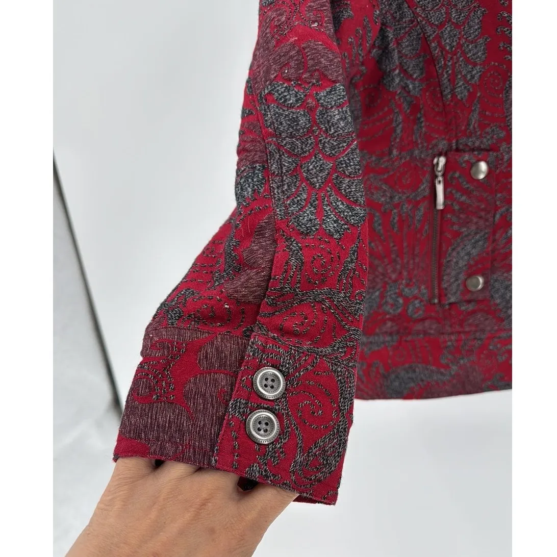 Chico's red abstract botanical print Jacket Chico's Size 0/S bold lightweight - Image 7