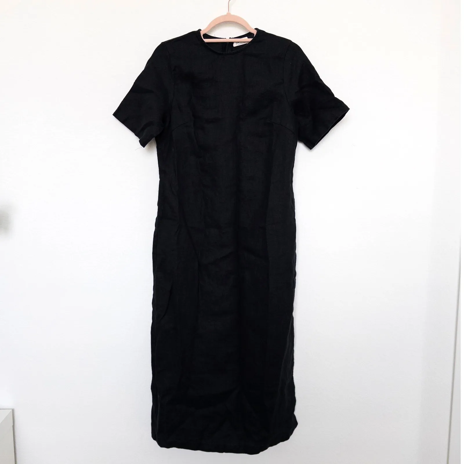 Ha Tran Womens Linen Dress Size‎ 4 Black Midi Minimalist Cottage Lagom Modern - Image 2